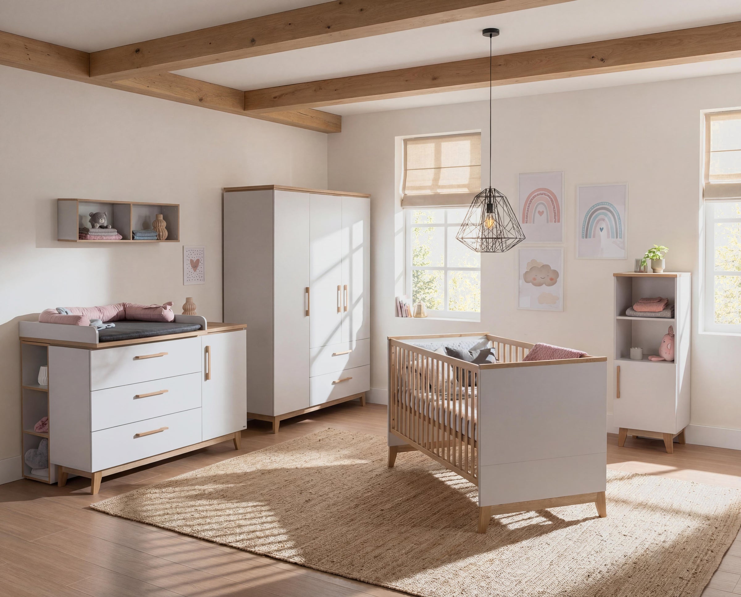 Vorschaubild Möbelkollektion Caro in Lichtgrau / Goldeiche - 3-teiliges Kinderzimmerset