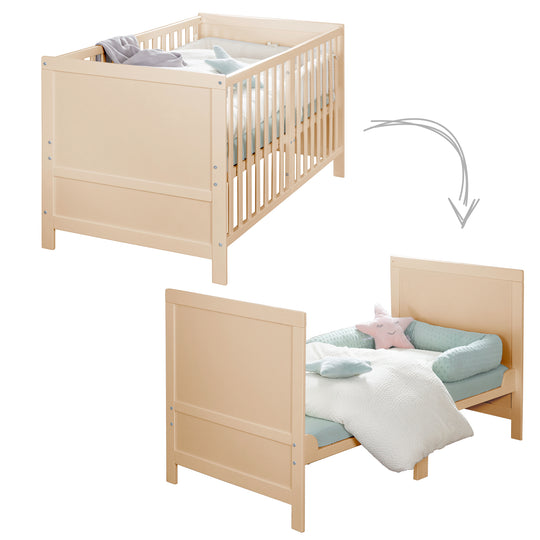 Cuna combinada EASY SLEEP 70x140 incl. esquinas de conversión - Madera natural – Infografía (3/16)