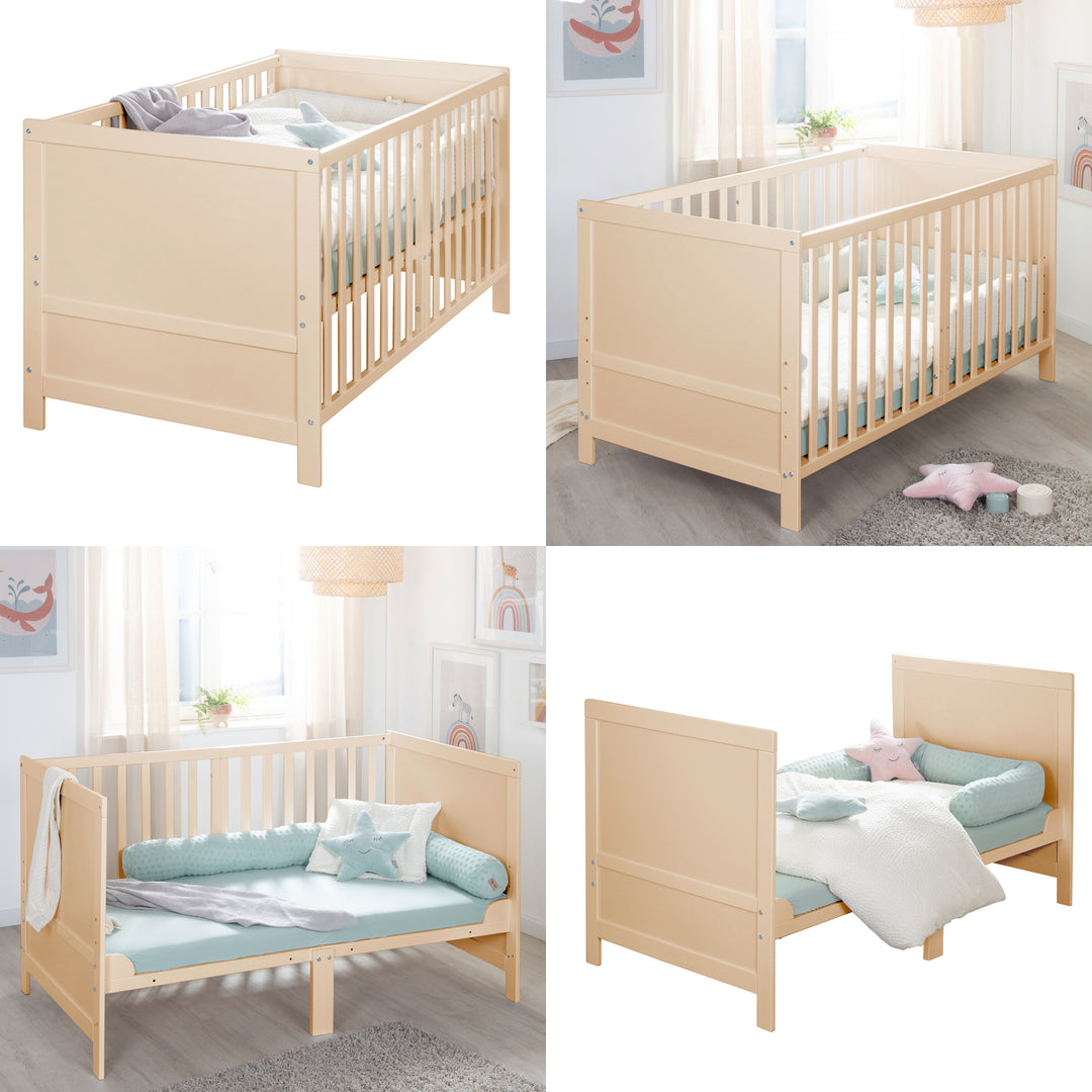 Cuna combinada EASY SLEEP 70x140 incl. esquinas de conversión - Madera natural – Infografía (5/16)