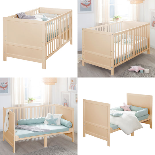 Cuna combinada EASY SLEEP 70x140 incl. esquinas de conversión - Madera natural – Infografía (5/16)