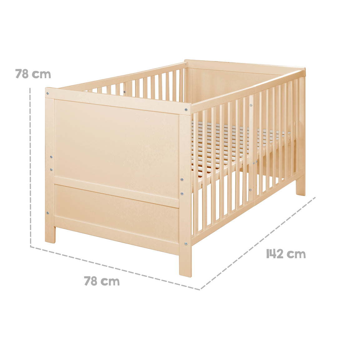 Cuna combinada EASY SLEEP 70x140 incl. esquinas de conversión - Madera natural – Infografía (13/16)