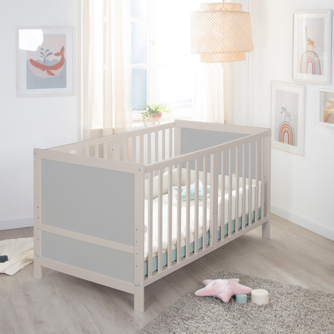 Lettino combinato EASY SLEEP 70x140 incl. angoli di conversione - Grigio chiaro – Foto d'ambiente (11/16)
