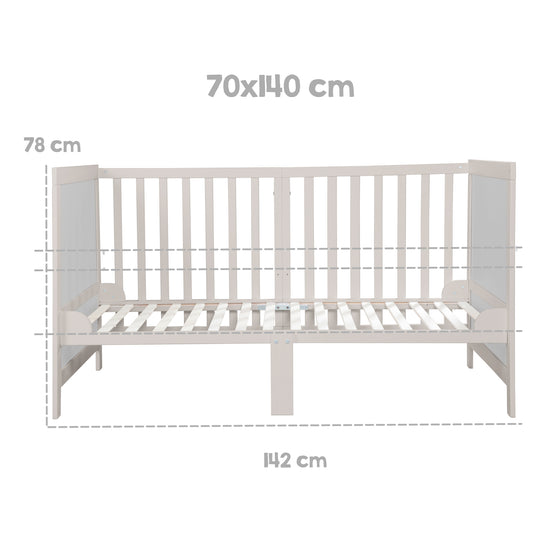 Lettino combinato EASY SLEEP 70x140 incl. angoli di conversione - Grigio chiaro – Infografica (6/16)