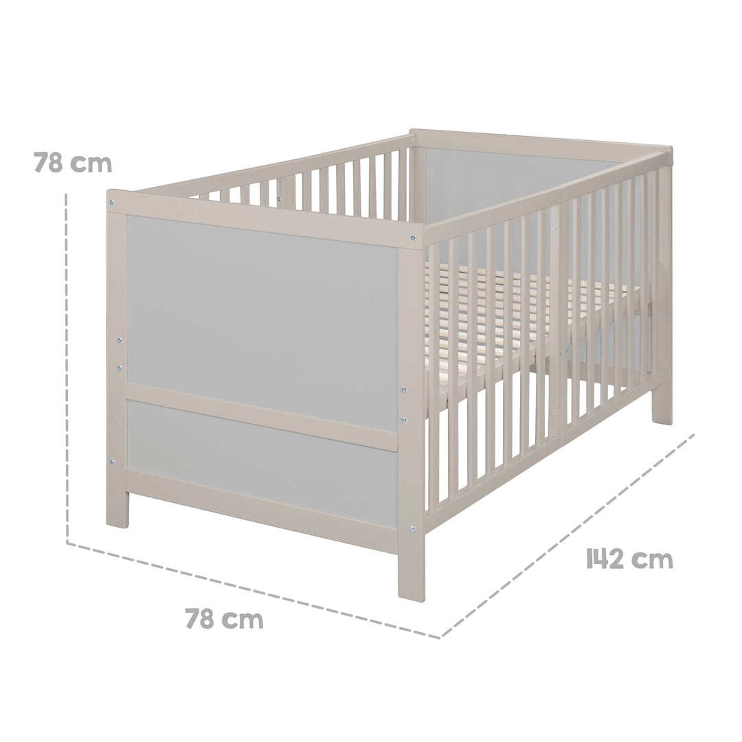 Lettino combinato EASY SLEEP 70x140 incl. angoli di conversione - Grigio chiaro – Infografica (7/16)