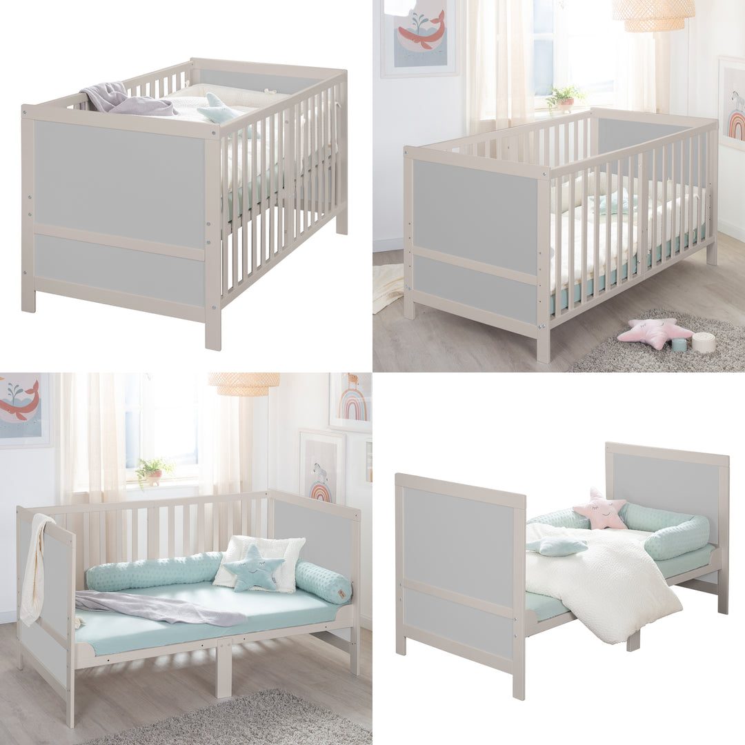 Lettino combinato EASY SLEEP 70x140 incl. angoli di conversione - Grigio chiaro – Infografica (5/16)
