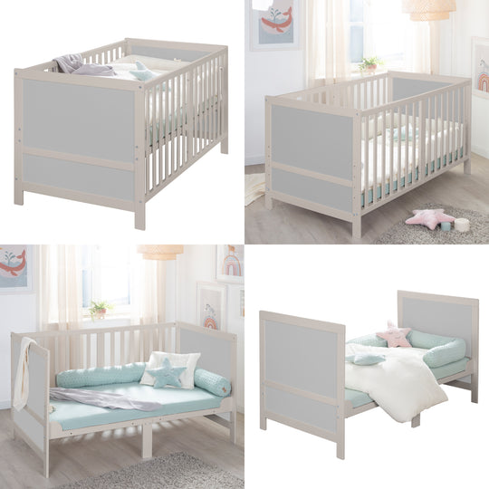 Lettino combinato EASY SLEEP 70x140 incl. angoli di conversione - Grigio chiaro – Infografica (5/16)