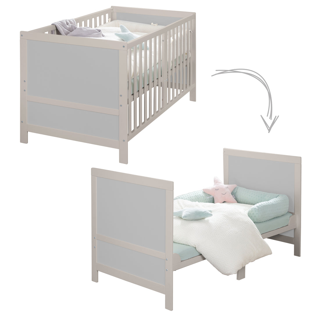 Lettino combinato EASY SLEEP 70x140 incl. angoli di conversione - Grigio chiaro – Infografica (3/16)
