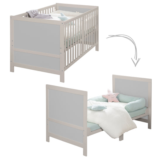 Lettino combinato EASY SLEEP 70x140 incl. angoli di conversione - Grigio chiaro – Infografica (3/16)