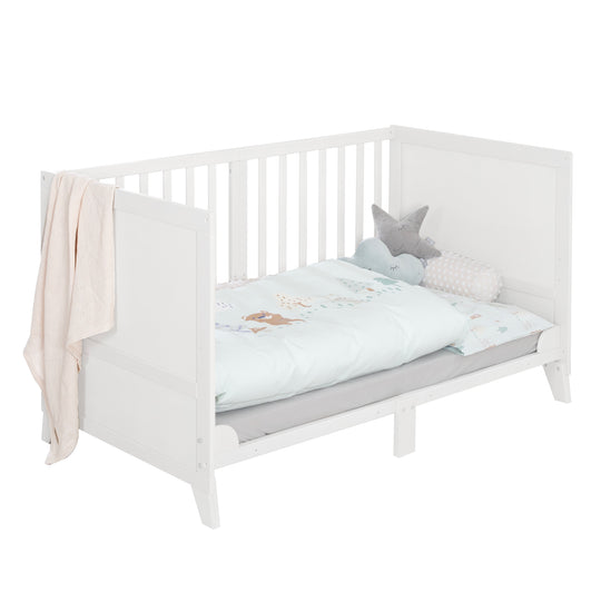 Ensemble de lit bébé 'Woodland Buddies' 70 x 140 incl. complet équipement - Blanc / vert pastel – Détourage (8/18)