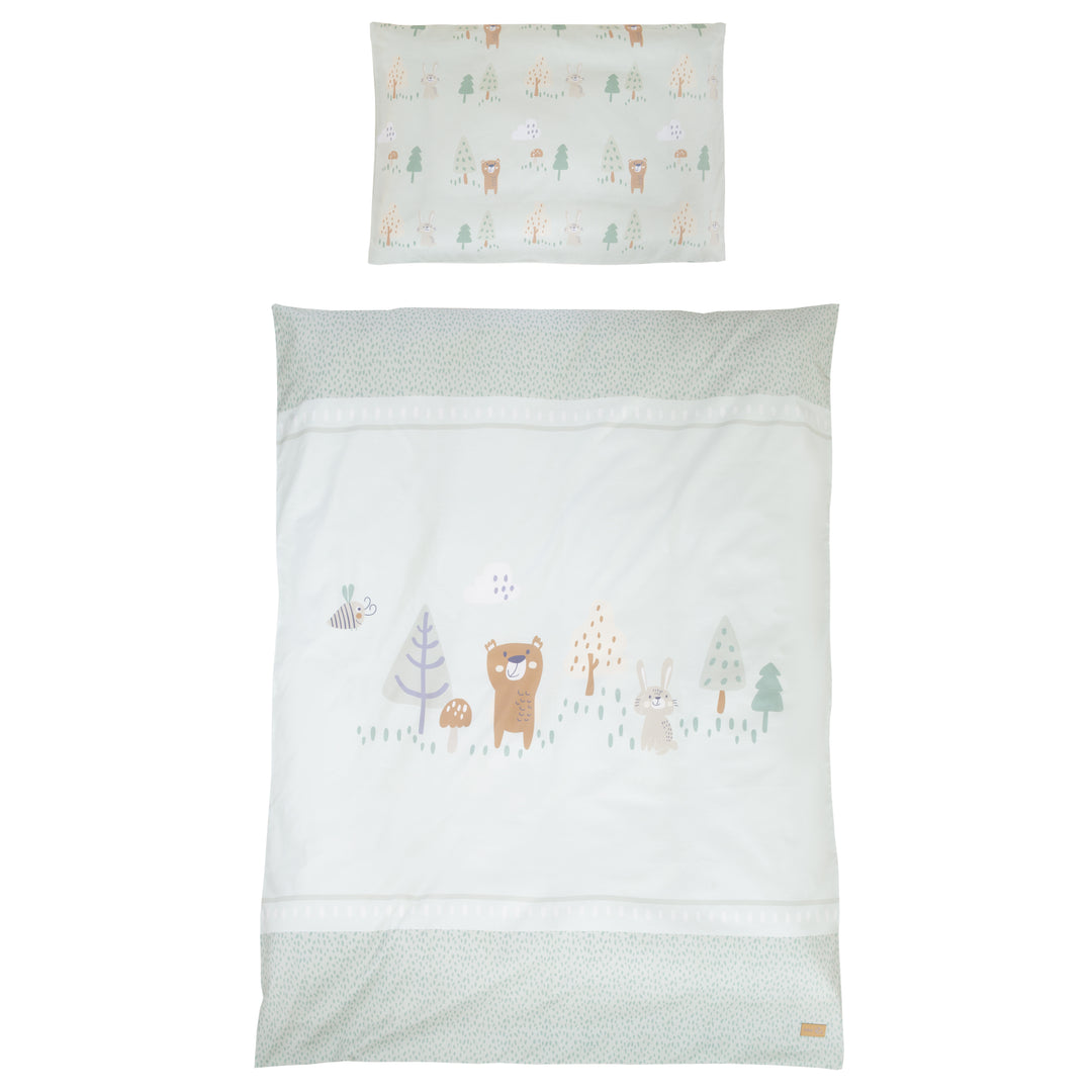 Ensemble de lit bébé 'Woodland Buddies' 70 x 140 incl. complet équipement - Blanc / vert pastel – Détourage (13/18)