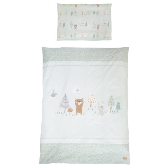 Ensemble de lit bébé 'Woodland Buddies' 70 x 140 incl. complet équipement - Blanc / vert pastel – Détourage (13/18)