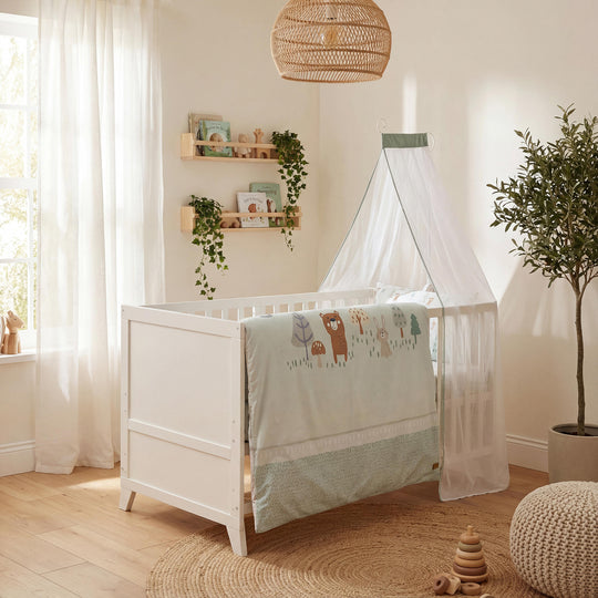 Ensemble de lit bébé 'Woodland Buddies' 70 x 140 incl. complet équipement - Blanc / vert pastel – Photo d'ambiance (15/18)