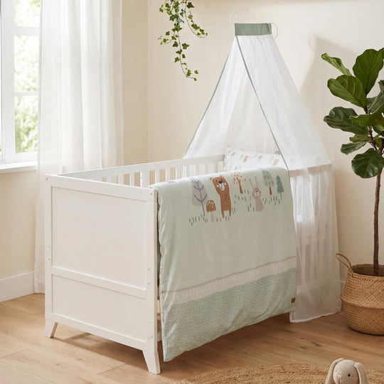 Ensemble de lit bébé 'Woodland Buddies' 70 x 140 incl. complet équipement - Blanc / vert pastel – Photo d'ambiance (2/18)