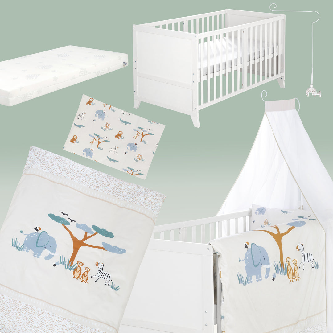 Set lettino 'Savanna Friends' 70 x 140 incl. completo dotazione - Bianco / beige – Ritaglio (3/17)