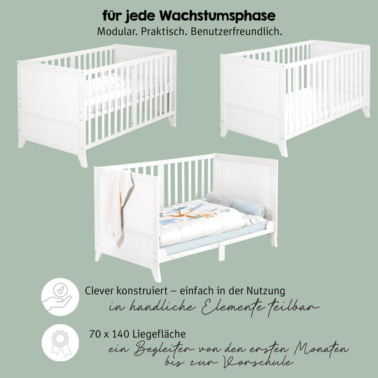 Set lettino 'Savanna Friends' 70 x 140 incl. completo dotazione - Bianco / beige – Infografica (8/17)