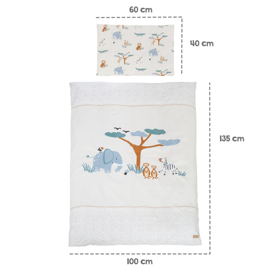 Set lettino 'Savanna Friends' 70 x 140 incl. completo dotazione - Bianco / beige – Infografica (13/17)