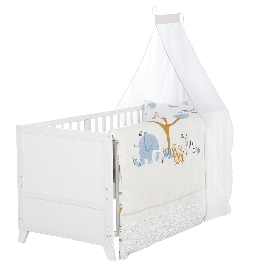 Babybettset 'Savanna Friends' 70 x 140 inkl. kompletter Ausstattung - Weiß / Beige – Freisteller (1/17)