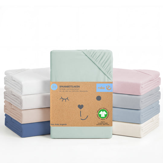 Fitted Sheet 'Lil Planet' - Single Jersey - Organic Cotton - Frosty Green – Product Image (1/14)
