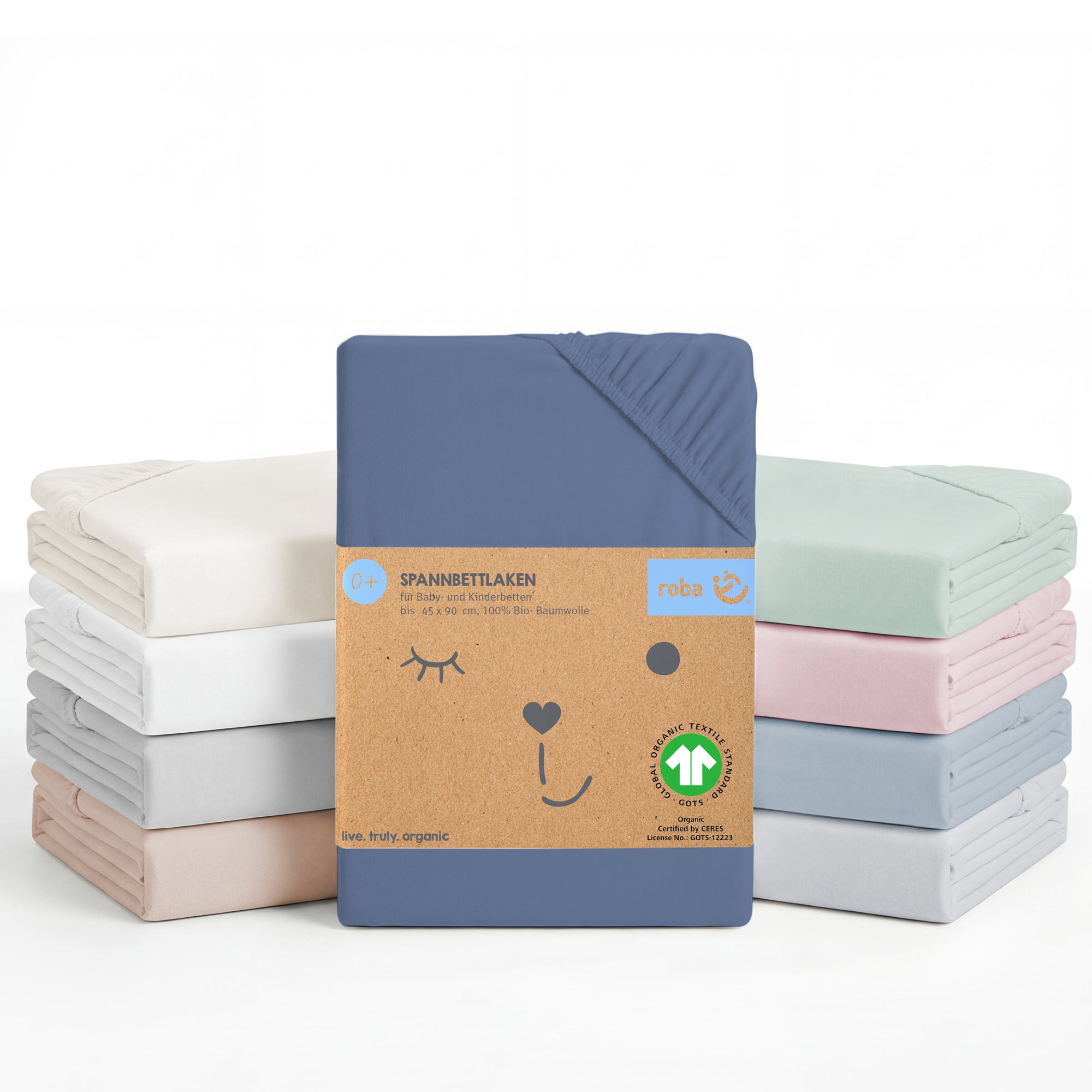 Fitted Sheet 'Seashells Indigo' - GOTS & Oeko Tex 100 Certified - Jersey - Blue – Cutout (1/10)