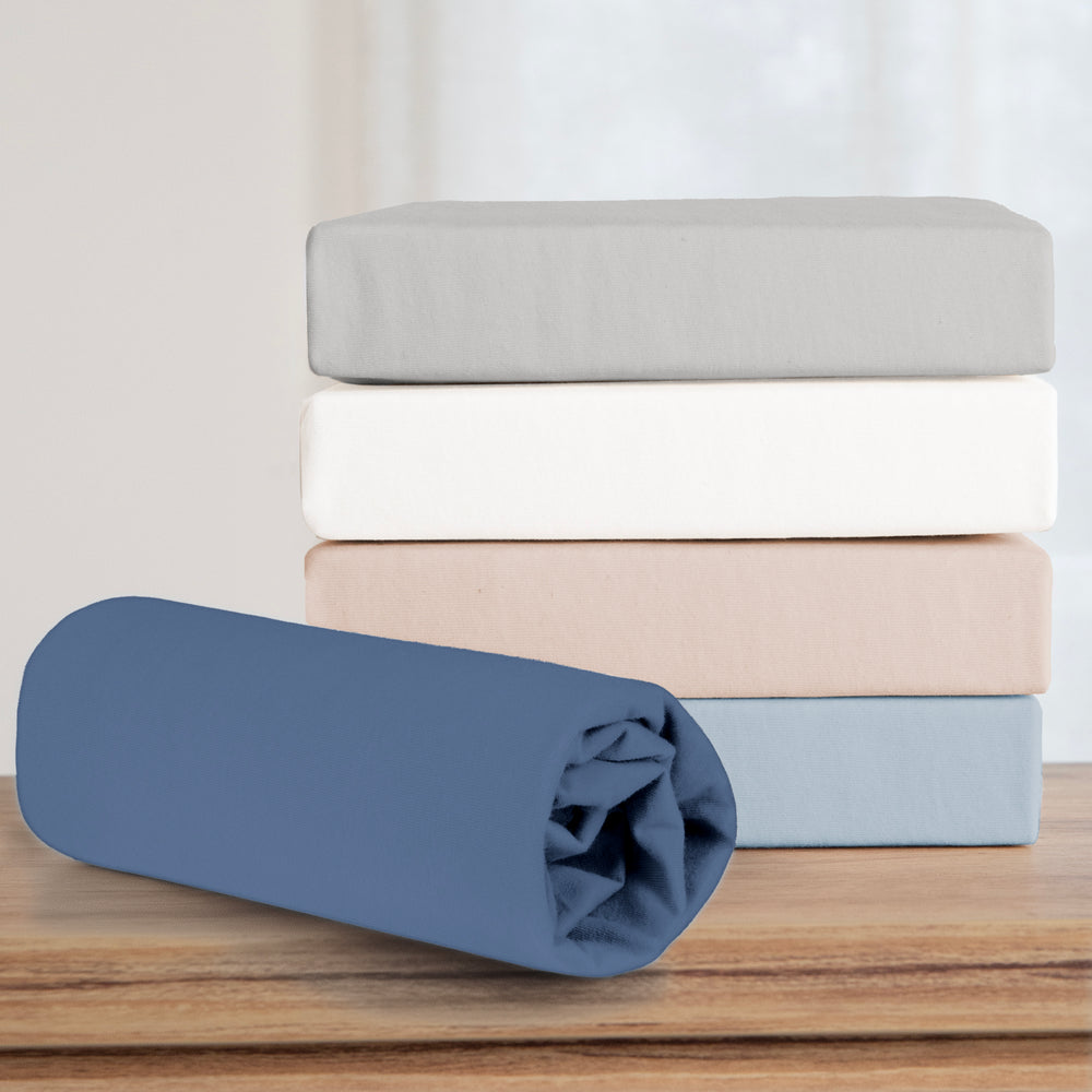 Spannbettlaken 'Seashells Indigo' - GOTS & Oeko Tex 100 zertifiziert - Jersey - Blau – Infografik (2/10)