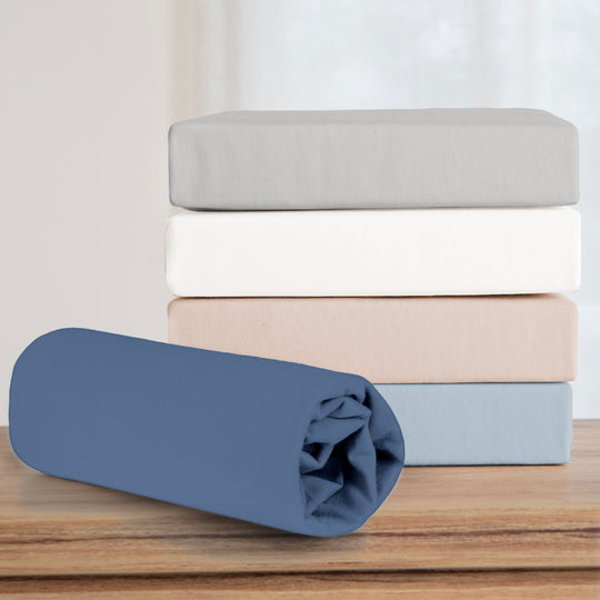 Lenzuolo con angoli 'Seashells Indaco' - GOTS & Oeko tex 100 certificato - Jersey - Blu – Infografica (2/10)