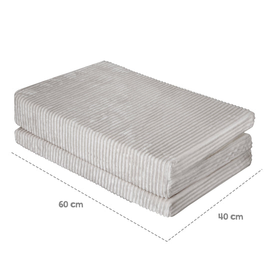 Maßgrafik der zusammengefalteten Reisebettmatratze in Grau: Packmaß 60 x 40 cm.