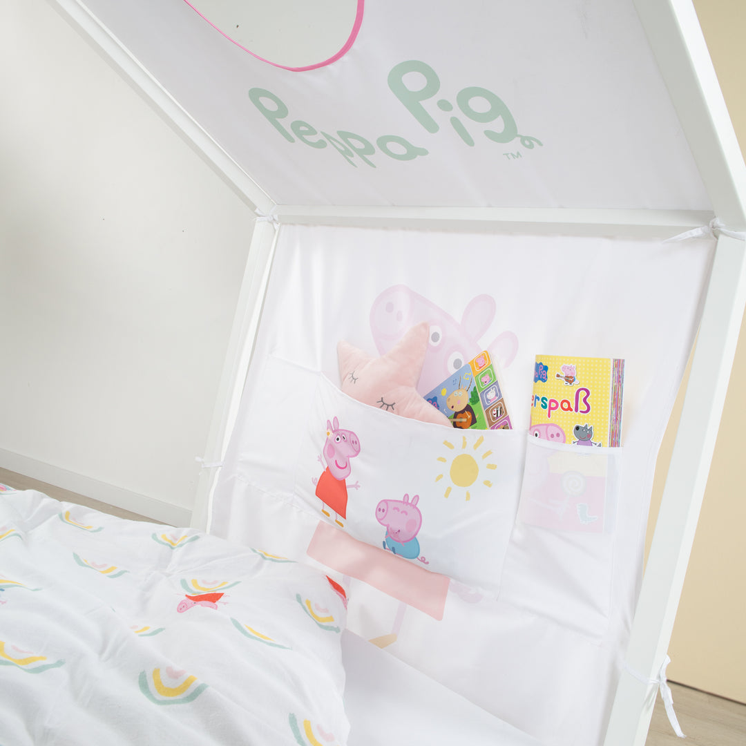 Housse de lit cabane 90 x 200 cm 'Peppa Pig' - Rose / blanc – Photo de détail (10/14)