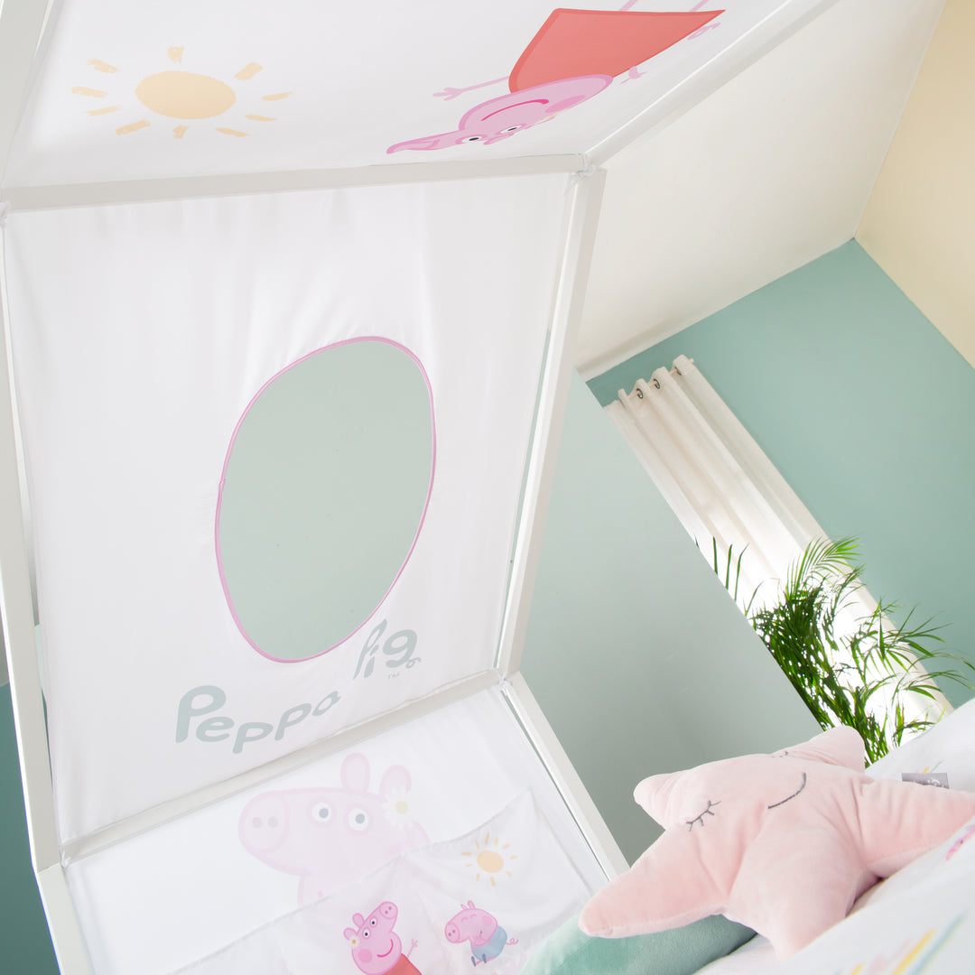 Housse de lit cabane 90 x 200 cm 'Peppa Pig' - Rose / blanc – Photo de détail (11/14)