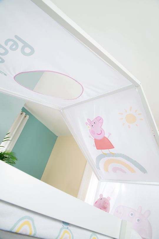 Housse de lit cabane 90 x 200 cm 'Peppa Pig' - Rose / blanc – Photo de détail (13/14)