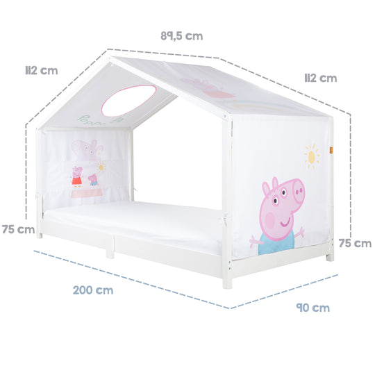 Housse de lit cabane 90 x 200 cm 'Peppa Pig' - Rose / blanc – Infographie (14/14)