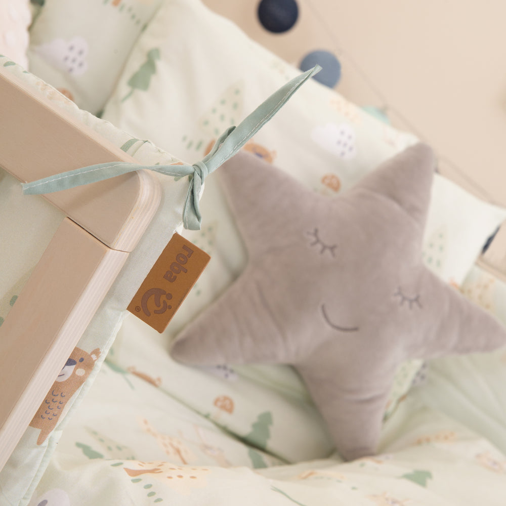 Nestchen 'Woodland Buddies' - Für Babybetten 60 x 120 bis 70 x 140 cm - Pastellgrün – Detailbild (2/6)