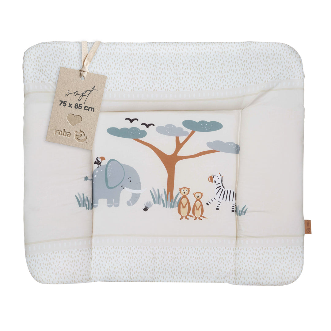 Wickelauflage 'Savanna Friends' 85 x 75 cm - PU-beschichtet - Elefant, Zebra, Erdmännchen - Beige – Freisteller (1/8)