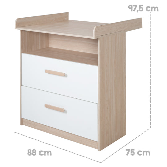 Habitación de bebé set cabane 3piezas en aspecto de casita - Blanco / decorado roble – Infografía (25/25)