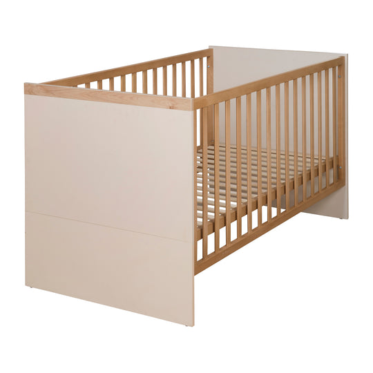 Nursery 'Jil' 3-Piece - Slatted Cot + Baby Dresser + Cabinet - Cashmere / Chestnut – Cutout (4/24)