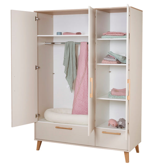 Nursery 'Jil' 3-Piece - Slatted Cot + Baby Dresser + Cabinet - Cashmere / Chestnut – Cutout (16/24)
