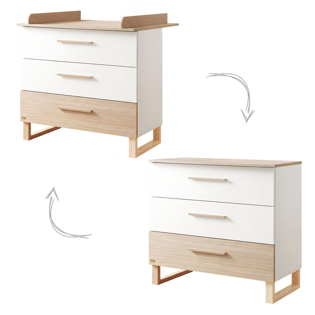 Set cameretta 'Noah' 3pezzi con letto a casetta in 70x140 cm - Bianco / tristan rovere – Infografica (8/31)