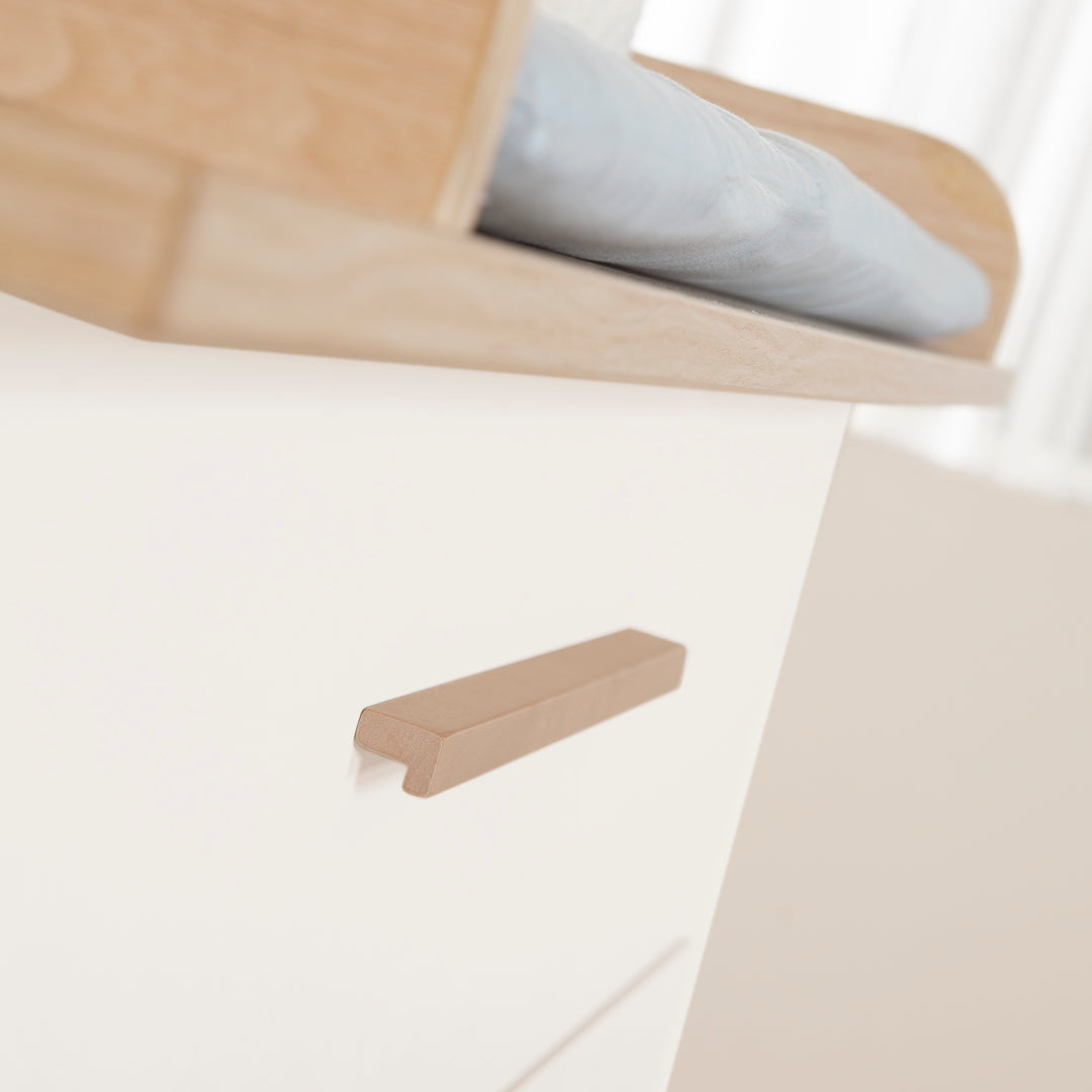 Set cameretta 'Noah' 3pezzi con letto a casetta in 70x140 cm - Bianco / tristan rovere – Foto di dettaglio (10/31)