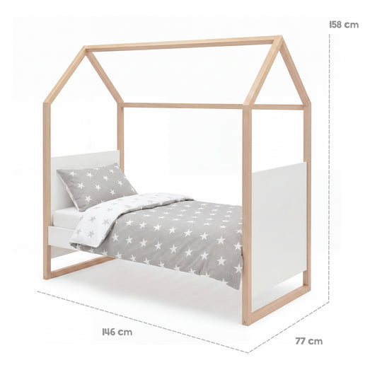 Set cameretta 'Noah' 3pezzi con letto a casetta in 70x140 cm - Bianco / tristan rovere – Infografica (29/31)