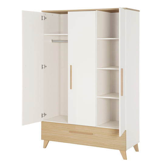 Set cameretta neonati 'Theo' 3pezzi - Letto 70x140 + cassettiera fasciatoio + armadio - Bianco / rovere – Ritaglio (13/47)