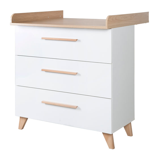 Cameretta neonati leon 3pezzi - Lettino da co-sleeping 60x120 + cassettiera + armadio 2,5ante - Bianco / othello rovere – Ritaglio (11/26)