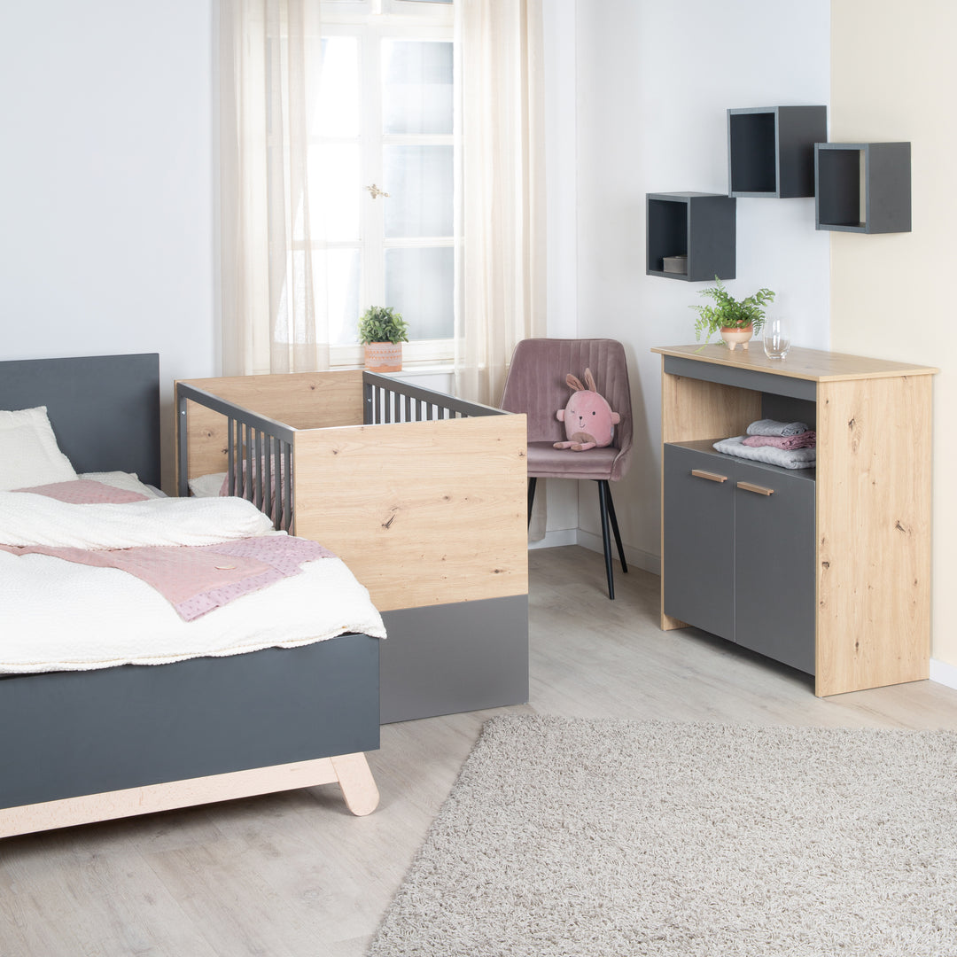 Muebles para bebé-Set 'Anna' 2piezas - Antracita / decorado kent roble – Foto ambientada (4/22)