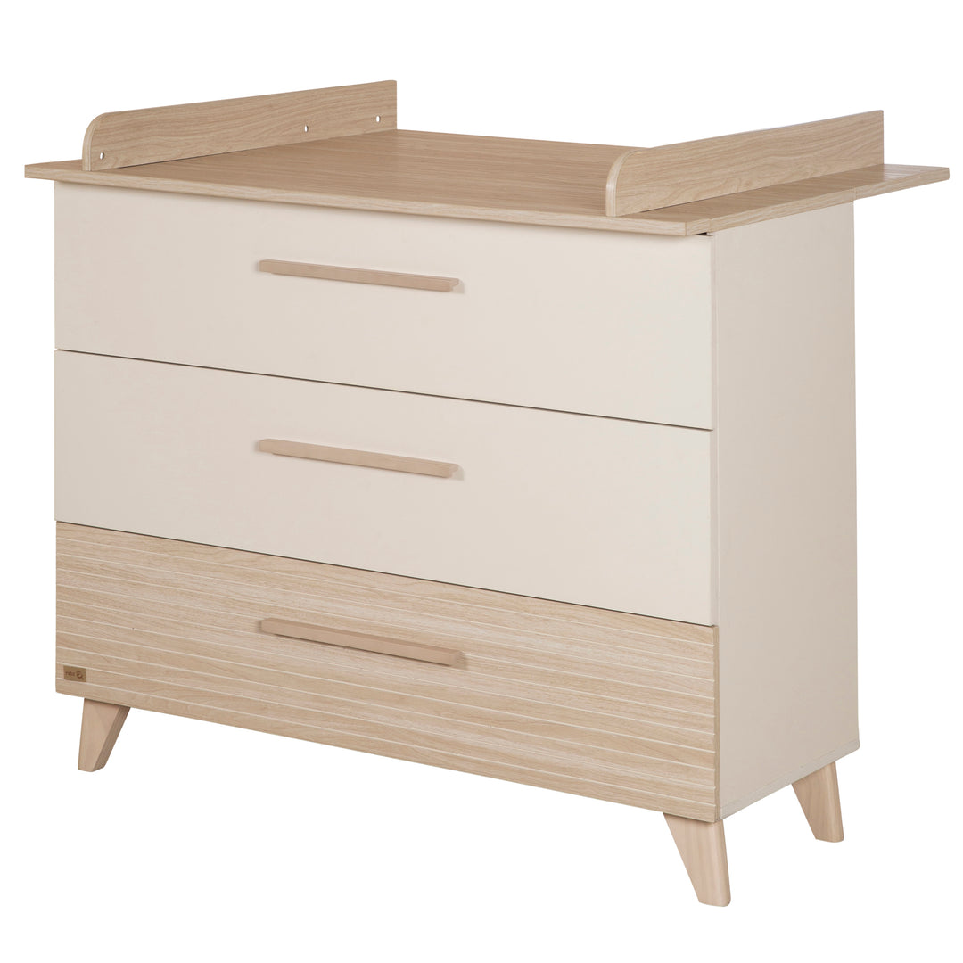 Möbelset 'Sidney' 2-teilig - Kinderbett 70x140 cm + Wickelkommode - Cashmere / Eichen Dekor – Freisteller (4/20)