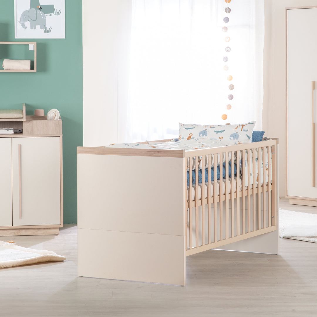 Furniture Set 2-Piece 'Elva' - Baby Cot 70x140 + Changing Table - Cashmere / Virginia Chestnut – Lifestyle Image (14/19)