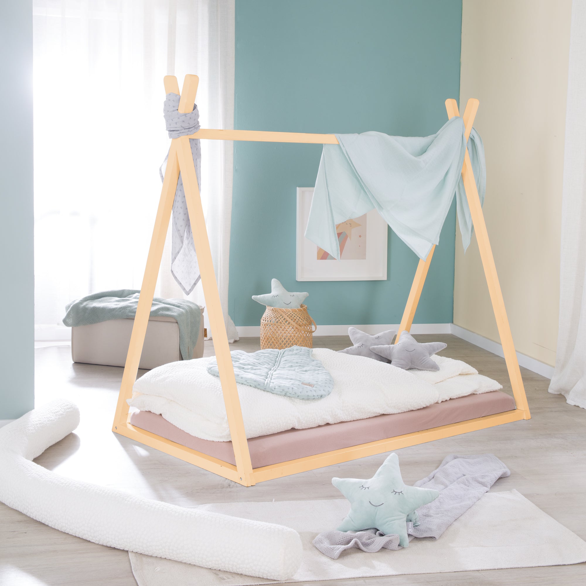 Tipilounge 70 x 140 cm - Montessori-Bett aus Bambus-Holz - FSC zertifiziert – Milieubild (1/7)