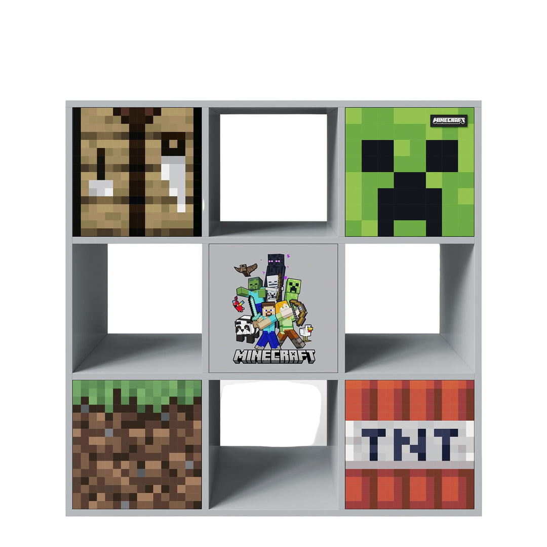 Regal 'Minecraft' mit 4 Fächern & 5 Türen - Push to Open System - Grau – Produktbild (1/9)
