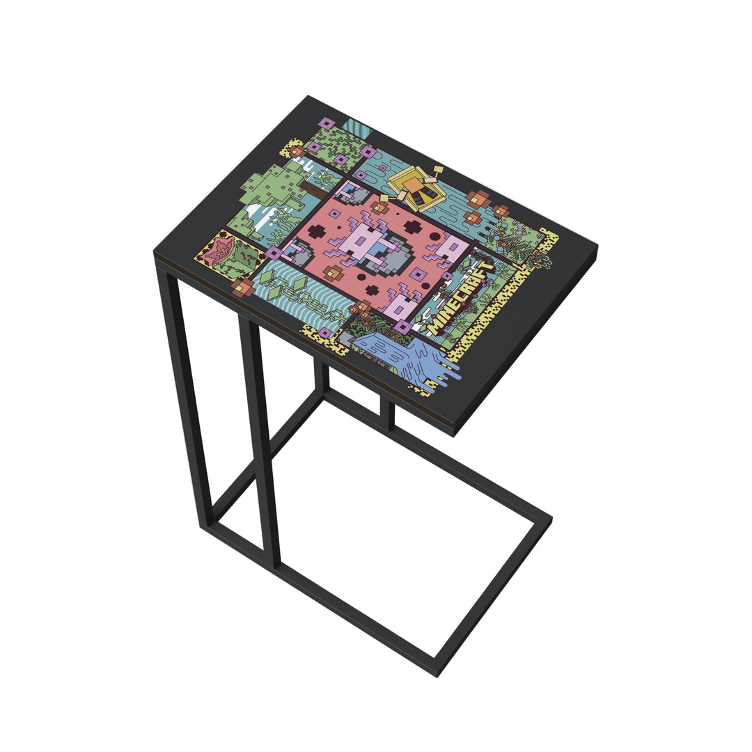 Tavolino in C-Form 'Minecraft' - Metallo nero laccato - Pixelato stampa a motivo – Ritaglio (1/7)
