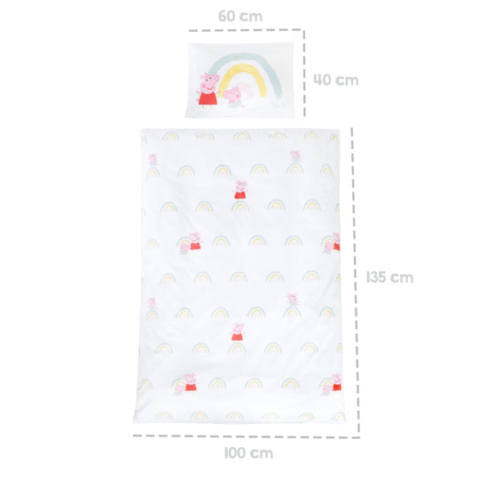 Biancheria per letto bambini 100 x 135 cm 'Peppa Pig' - In cotone - Bianco / rosa – Infografica (4/8)
