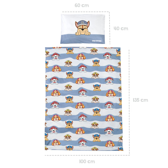 Biancheria per letto bambini 100 x 135 cm 'Paw Patrol' - In cotone - Bianco / blu – Infografica (6/6)