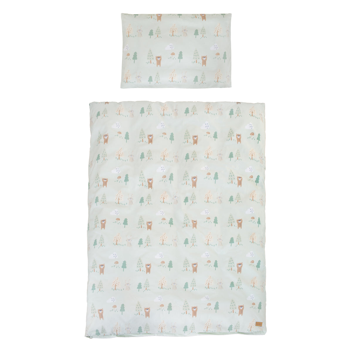 Bettwäsche 'Woodland Buddies' - Bezug für Decke 100 x 135 cm + Kissen 40 x 60 cm - Pastellgrün – Freisteller (1/13)