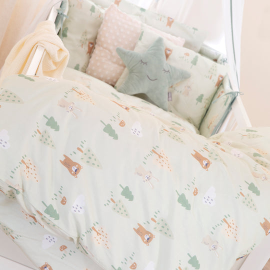 Ensemble de lit 70 x 140 cm 'Woodland Buddies' - Lit enfant évolutif avec accessoires - Couleurs douces – Photo de détail (4/20)